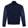 Navy Blue Leather Sleeve Varsity Jacket