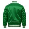 Satin Bomber Varsity Jacket Green