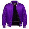 Satin Bomber Varsity Jacket Purple