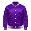 Satin Bomber Varsity Jacket Purple
