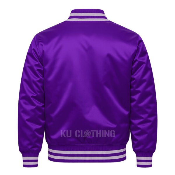 Satin Bomber Varsity Jacket Purple