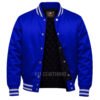 Satin Bomber Varsity Jacket Royal Blue