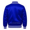 Satin Bomber Varsity Jacket Royal Blue