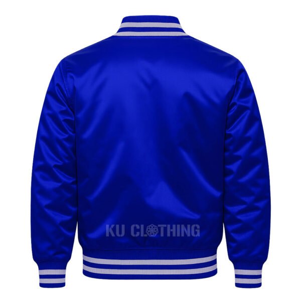 Satin Bomber Varsity Jacket Royal Blue