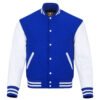 Royal Blue and White Leather Sleeve Varsity Jacket