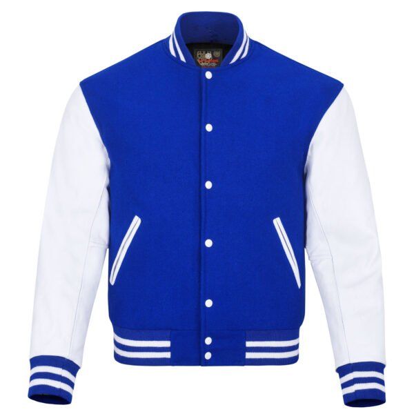 Letterman Baseball Varsity Jacket Wool & Real Leather Navy/White/Red