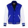 Royal Blue and White Leather Sleeve Varsity Jacket