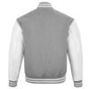 Grey and White Leather Sleeve Varsity Jacket
