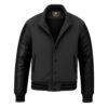 Dark Gray wool and Black Leather Sleeve Varsity Jacket