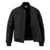 Dark Gray wool and Black Leather Sleeve Varsity Jacket