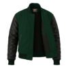 Forest Green wool and Black Leather Sleeve Varsity Jacket