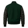 Forest Green wool and Black Leather Sleeve Varsity Jacket