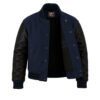 Navy Blue wool and Black Leather Sleeve Varsity Jacket