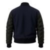 Navy Blue wool and Black Leather Sleeve Varsity Jacket