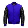 Royal Blue wool and Black Leather Sleeve Varsity Jacket