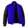 Royal Blue wool and Black Leather Sleeve Varsity Jacket