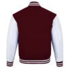 Maroon and White Leather Sleeve Varsity Jacket