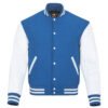 Sky Blue wool and White Leather Sleeve Varsity Jacket