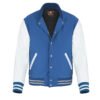 Sky Blue wool and White Leather Sleeve Varsity Jacket