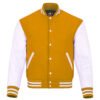 Yellow wool and White Leather Sleeve Varsity Jacket