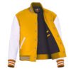 Yellow wool and White Leather Sleeve Varsity Jacket