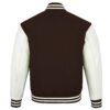 Dark Brown wool and White Leather Sleeve Varsity Jacket
