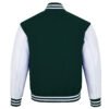 Forest Green and White Leather Sleeve Varsity Jacket