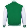 Kelly Green and White Leather Sleeve Varsity Jacket