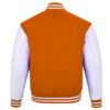 Orange and White Leather Sleeve Varsity Jacket