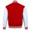 Red and White Leather Sleeve Varsity Jacket