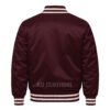 Satin Bomber Varsity Jacket Burgandy