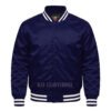Satin Bomber Varsity Jacket Navy