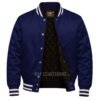 Satin Bomber Varsity Jacket Navy