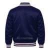 Satin Bomber Varsity Jacket Navy