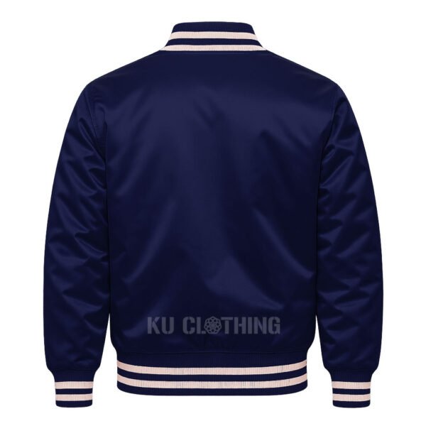 Satin Bomber Varsity Jacket Navy