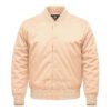 Satin Bomber Varsity Jacket Beige