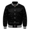 Satin Bomber Varsity Jacket Black