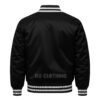 Satin Bomber Varsity Jacket Black