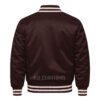 Satin Bomber Varsity Jacket Dark Brown