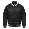 Satin Bomber Varsity Jacket Dark Grey