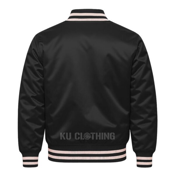 Satin Bomber Varsity Jacket Dark Grey