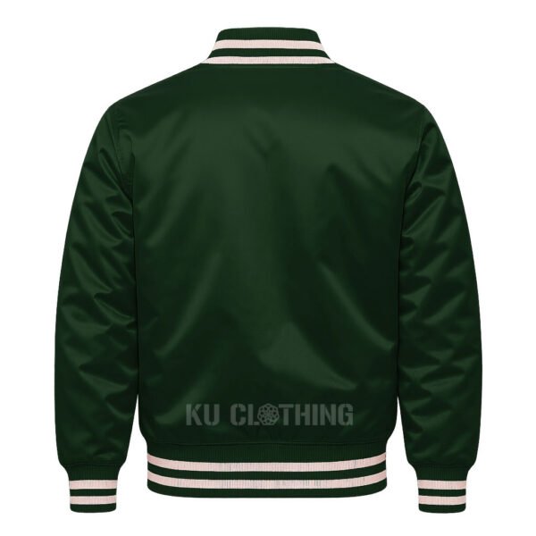 Satin Bomber Varsity Jacket Forest Green