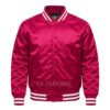 Satin Bomber Varsity Jacket Hot Pink