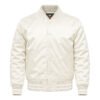 Satin Bomber Varsity Jacket Ivory