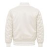 Satin Bomber Varsity Jacket Ivory