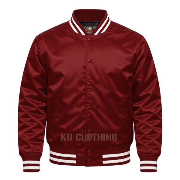 Satin Bomber Varsity jacket Maroon