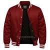 Satin Bomber Varsity jacket Maroon