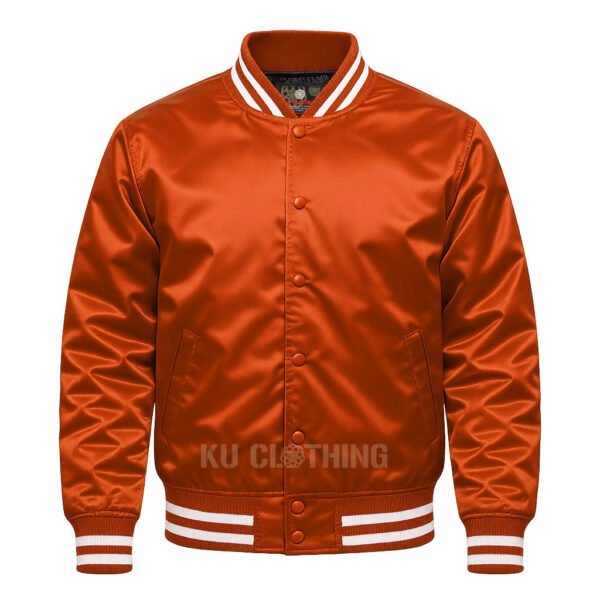 Satin Bomber Varsity Jacket Orange