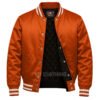 Satin Bomber Varsity Jacket Orange