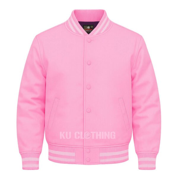 Satin Bomber Varsity Jacket Pink